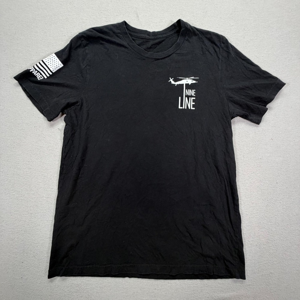 Nine Line Apparel T-Shirt Mens Large Good Black American Flag Helicopter Graphic